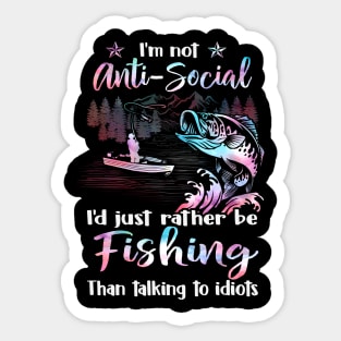 I'd Rather Be Fishing Fisherman Sticker